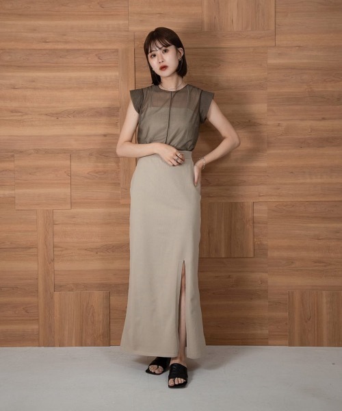 Amiur(エミレ)の「french sleeve sheer tops(Tシャツ/カットソー・レディース・ブラウン/グレー/アイボリー・FREE)」の14枚目の写真