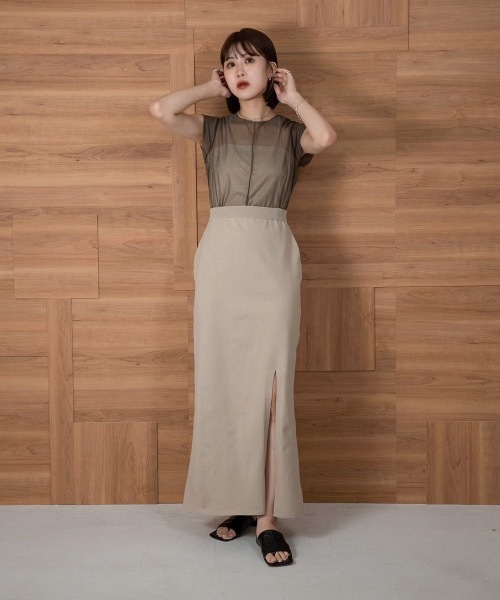 Amiur(エミレ)の「french sleeve sheer tops(Tシャツ/カットソー・レディース・ブラウン/グレー/アイボリー・FREE)」の5枚目の写真