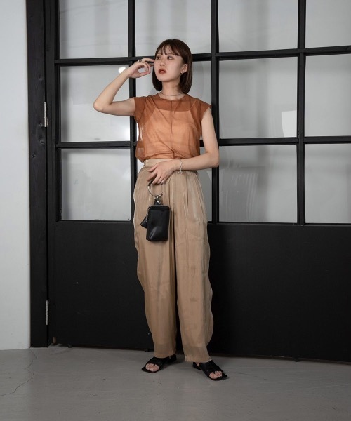 Amiur(エミレ)の「french sleeve sheer tops(Tシャツ/カットソー・レディース・ブラウン/グレー/アイボリー・FREE)」の12枚目の写真