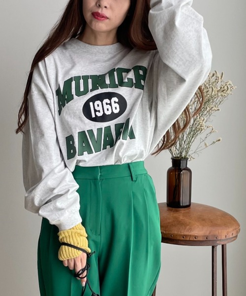 WEGO（ウィゴー）の「WEGO/ヘビーウエイト カレッジロンT（Tシャツ/カットソー・メンズ・ダークグリーン/ブラウン/ブルー/オートミール/グレー系その他/スミクロ・MEDIUM/LARGE）」の10枚目の写真