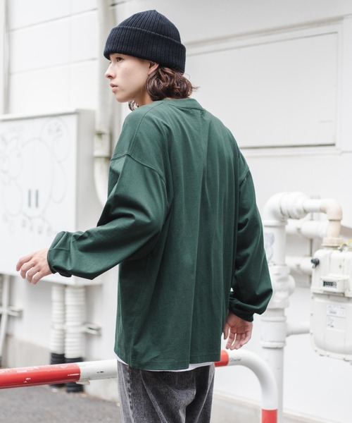 WEGO（ウィゴー）の「WEGO/ヘビーウエイト カレッジロンT（Tシャツ/カットソー・メンズ・ダークグリーン/ブラウン/ブルー/オートミール/グレー系その他/スミクロ・MEDIUM/LARGE）」の18枚目の写真