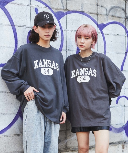 WEGO（ウィゴー）の「WEGO/ヘビーウエイト カレッジロンT（Tシャツ/カットソー・メンズ・ダークグリーン/ブラウン/ブルー/オートミール/グレー系その他/スミクロ・MEDIUM/LARGE）」の11枚目の写真