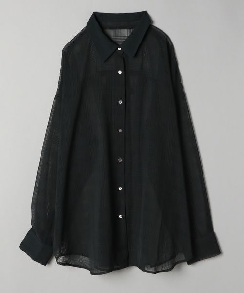 JEANASIS(ジーナシス)の「シアーチェックバックタックシャツLS/123345(シャツ/ブラウス・レディース・ホワイト系その他/ブラック系その他/グリーン系その他/ネイビー系・FREE)」の4枚目の写真