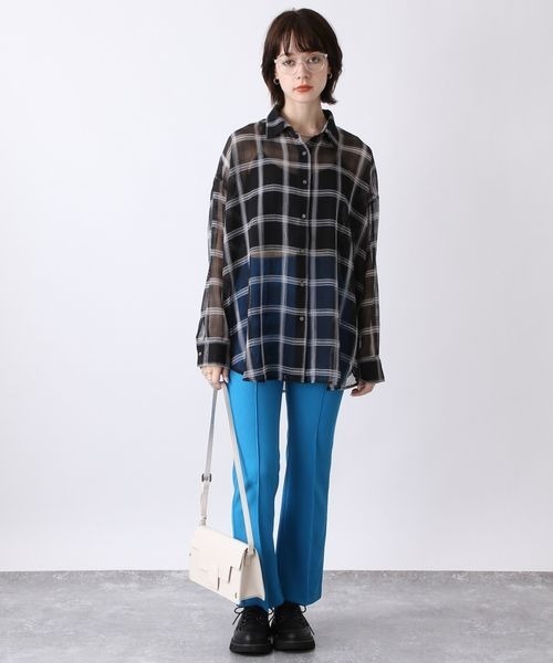 JEANASIS(ジーナシス)の「シアーチェックバックタックシャツLS/123345(シャツ/ブラウス・レディース・ホワイト系その他/ブラック系その他/グリーン系その他/ネイビー系・FREE)」の14枚目の写真