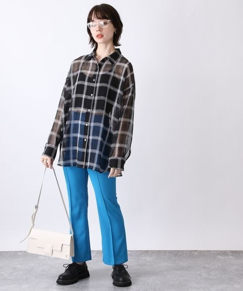 JEANASIS(ジーナシス)の「シアーチェックバックタックシャツLS/123345(シャツ/ブラウス・レディース・ホワイト系その他/ブラック系その他/グリーン系その他/ネイビー系・FREE)」の8枚目の写真