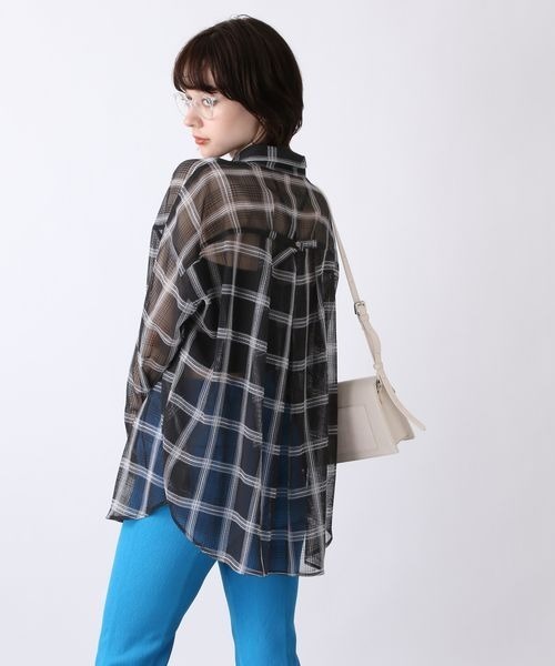 JEANASIS(ジーナシス)の「シアーチェックバックタックシャツLS/123345(シャツ/ブラウス・レディース・ホワイト系その他/ブラック系その他/グリーン系その他/ネイビー系・FREE)」の10枚目の写真