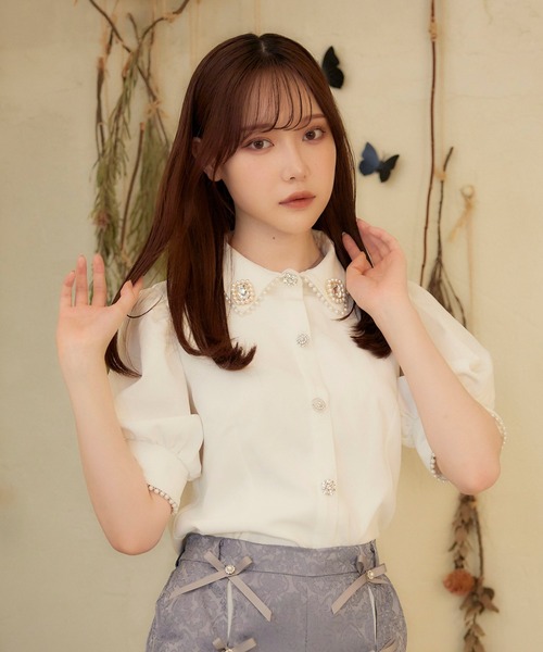 Swankiss（スワンキス）の「PI basic bljou B/L（シャツ/ブラウス・レディース・ホワイト/ブラック/ピンク・FREE）」の2枚目の写真