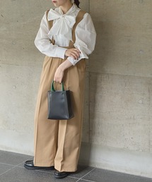 【forksy.】ツイルハイウエストタック入りサロペット