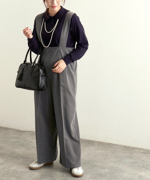 forksy.（フォルクシー）の「【forksy.】ツイルハイウエストタック入りサロペット（サロペット/オーバーオール・レディース・ブラック/ベージュ/グレー・FREE）」の12枚目の写真