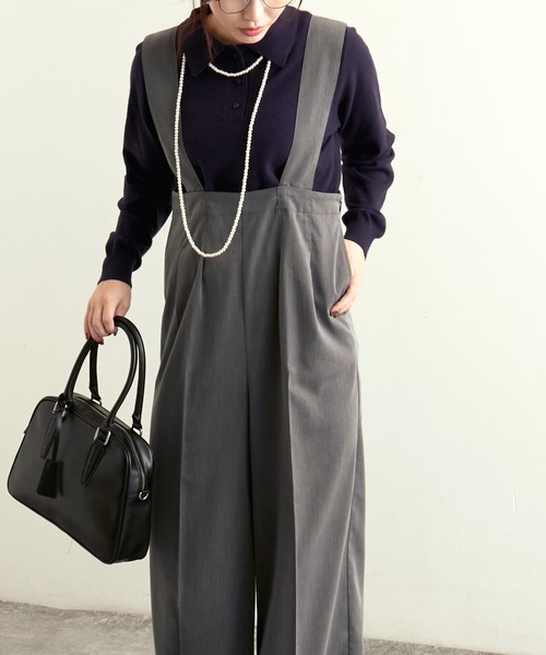 forksy.（フォルクシー）の「【forksy.】ツイルハイウエストタック入りサロペット（サロペット/オーバーオール・レディース・ブラック/ベージュ/グレー・FREE）」の18枚目の写真