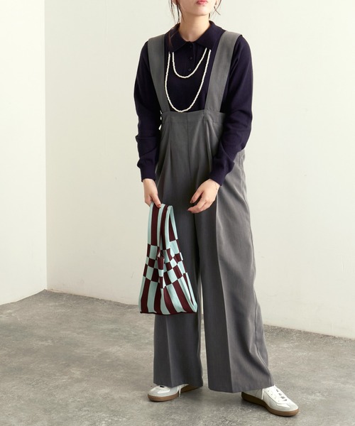 forksy.（フォルクシー）の「【forksy.】ツイルハイウエストタック入りサロペット（サロペット/オーバーオール・レディース・ブラック/ベージュ/グレー・FREE）」の7枚目の写真