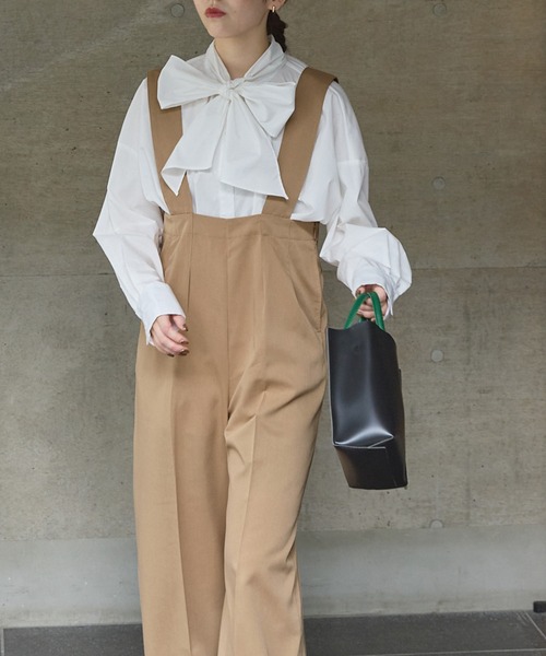 forksy.（フォルクシー）の「【forksy.】ツイルハイウエストタック入りサロペット（サロペット/オーバーオール・レディース・ブラック/ベージュ/グレー・FREE）」の8枚目の写真