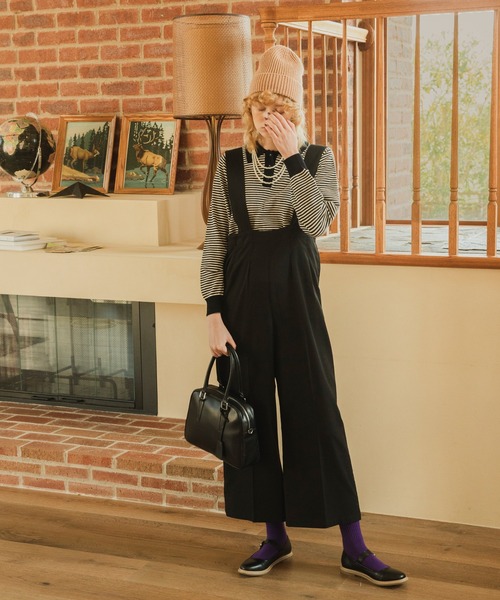 forksy.（フォルクシー）の「【forksy.】ツイルハイウエストタック入りサロペット（サロペット/オーバーオール・レディース・ブラック/ベージュ/グレー・FREE）」の4枚目の写真