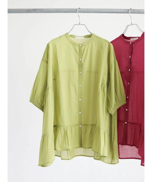 Green　Parks（グリーンパークス）の「ティアード7分袖チュニック（シャツ/ブラウス・レディース・ブラック/ライトグリーン/ピンク・FREE）」の5枚目の写真