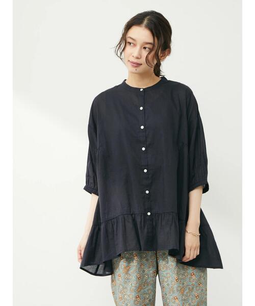 Green　Parks（グリーンパークス）の「ティアード7分袖チュニック（シャツ/ブラウス・レディース・ブラック/ライトグリーン/ピンク・FREE）」の9枚目の写真