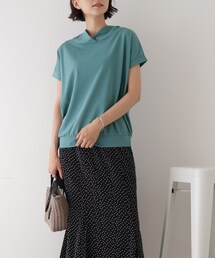 DRESKIP | 【接触冷感】抜き襟フード風トップス(Tシャツ/カットソー)