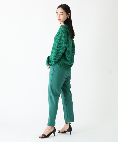 OPAQUE.CLIP（オペークドットクリップ）の「◆コットンMIX ローゲージ透かし編みVネックカーディガン（カーディガン/ボレロ・レディース・ブラック/ホワイト系/ダークグリーン・38）」の18枚目の写真