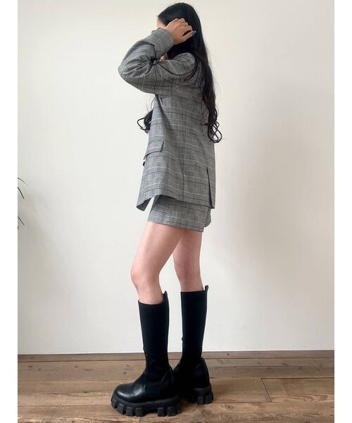 GYDA（ジェイダ）の「【セットアップ着用可】グレンチェック ダブルテーラードジャケット（テーラードジャケット・レディース・ベージュ/グレー・FREE）」の12枚目の写真