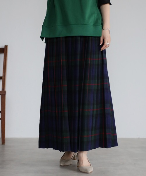 EASEBLUE（イーズブルー）の「チェックプリーツスカート（スカート・レディース・グリーン/ネイビー/レッド/レッド系1/グリーン系1/ブルー/グリーン系2・FREE）」の4枚目の写真