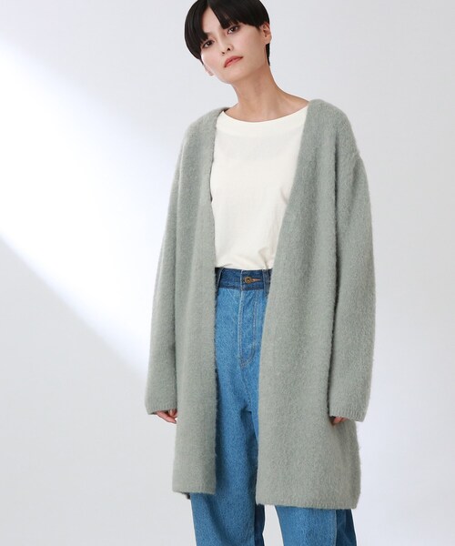 THE SHOP TK （ザ ショップ ティーケー ）の「◆【ふわふわアルパカ混】起毛ミドルカーディガン（カーディガン/ボレロ・レディース・ベージュ/チャコールグレー/オレンジ/ライトグリーン・12）」の3枚目の写真