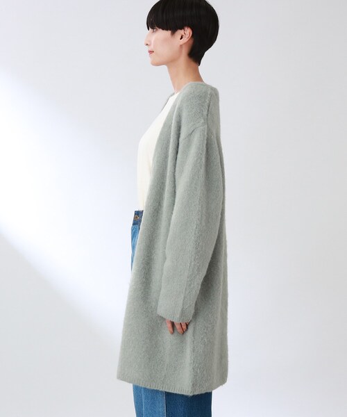 THE SHOP TK （ザ ショップ ティーケー ）の「◆【ふわふわアルパカ混】起毛ミドルカーディガン（カーディガン/ボレロ・レディース・ベージュ/チャコールグレー/オレンジ/ライトグリーン・12）」の9枚目の写真