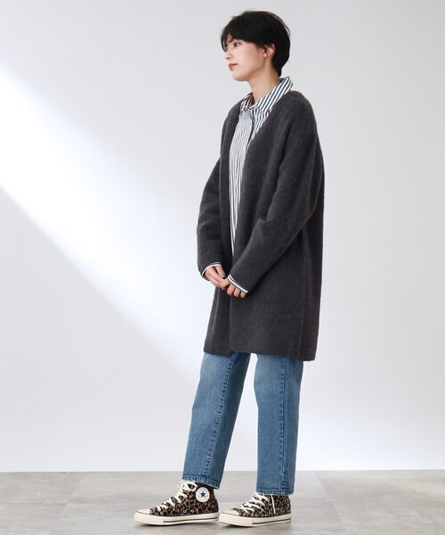 THE SHOP TK （ザ ショップ ティーケー ）の「◆【ふわふわアルパカ混】起毛ミドルカーディガン（カーディガン/ボレロ・レディース・ベージュ/チャコールグレー/オレンジ/ライトグリーン・12）」の17枚目の写真