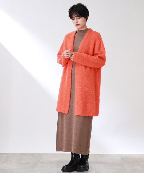 THE SHOP TK （ザ ショップ ティーケー ）の「◆【ふわふわアルパカ混】起毛ミドルカーディガン（カーディガン/ボレロ・レディース・ベージュ/チャコールグレー/オレンジ/ライトグリーン・12）」の22枚目の写真