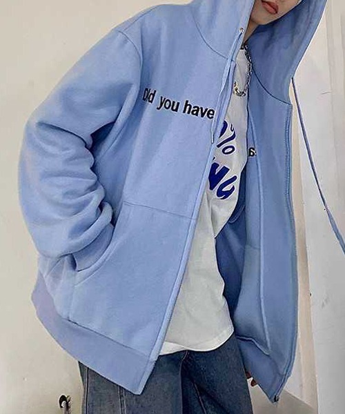 NOWLE（ノウル）の「【NOWLE】フロントロゴ ペールカラー ジップ パーカー（パーカー・メンズ・ライトグレー/オフホワイト/ライトブルー/ライトピンク・LARGE/MEDIUM/XX-LARGE/X-LARGE）」の19枚目の写真