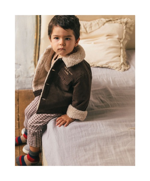 BeBe（ベベ）の「BeBe/【お揃い】ベロア千鳥パンツベビー(80~90cm)（その他パンツ・キッズ・ベージュ系その他・80/90）」の2枚目の写真