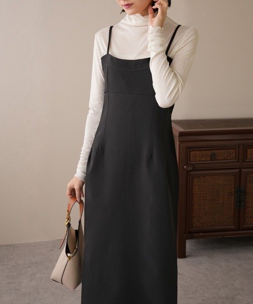 IAMUSE(アイアミューズ)の「ビスチェ風Iラインキャミソールワンピース S0801【IAMUSE】(ワンピース・レディース・ブラック・FREE/M/S)」の8枚目の写真