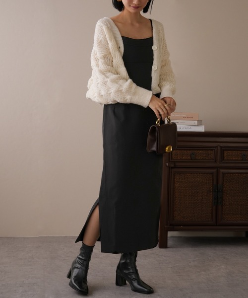 IAMUSE(アイアミューズ)の「ビスチェ風Iラインキャミソールワンピース S0801【IAMUSE】(ワンピース・レディース・ブラック・FREE/M/S)」の7枚目の写真