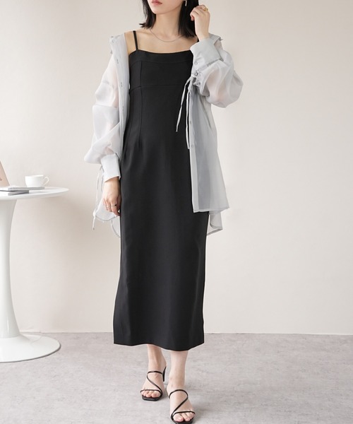 IAMUSE(アイアミューズ)の「ビスチェ風Iラインキャミソールワンピース S0801【IAMUSE】(ワンピース・レディース・ブラック・FREE/M/S)」の19枚目の写真