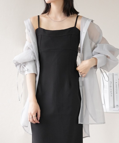 IAMUSE(アイアミューズ)の「ビスチェ風Iラインキャミソールワンピース S0801【IAMUSE】(ワンピース・レディース・ブラック・FREE/M/S)」の20枚目の写真