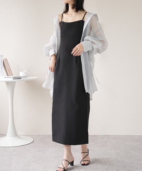IAMUSE(アイアミューズ)の「ビスチェ風Iラインキャミソールワンピース S0801【IAMUSE】(ワンピース・レディース・ブラック・FREE/M/S)」の18枚目の写真
