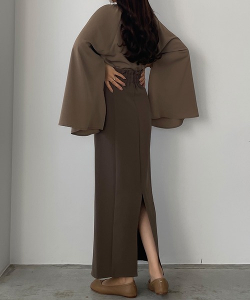 Louere（ルエレ）の「薄手ハイウエストペンシルスカート（スカート・レディース・ライトベージュ/ブラック/モカ/ブラウン系その他/オフホワイト/ダークグレー/ダークベージュ/ダークブラウン・SMALL/MEDIUM/LARGE/X-LARGE）」の18枚目の写真