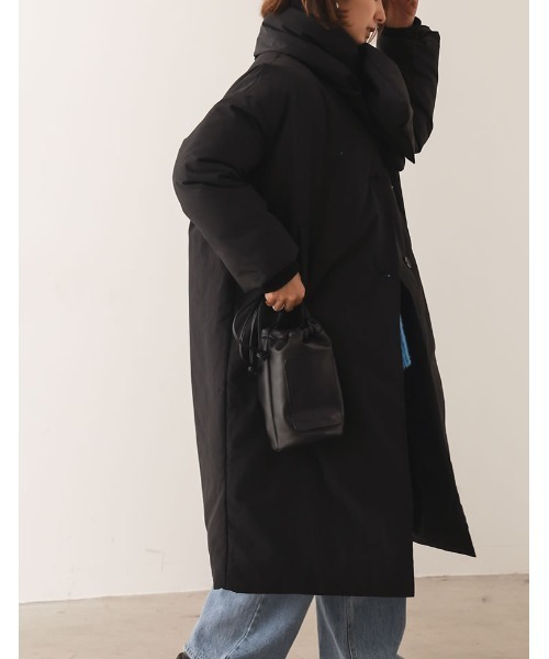 マフラー付きファイバーダウンロングコート