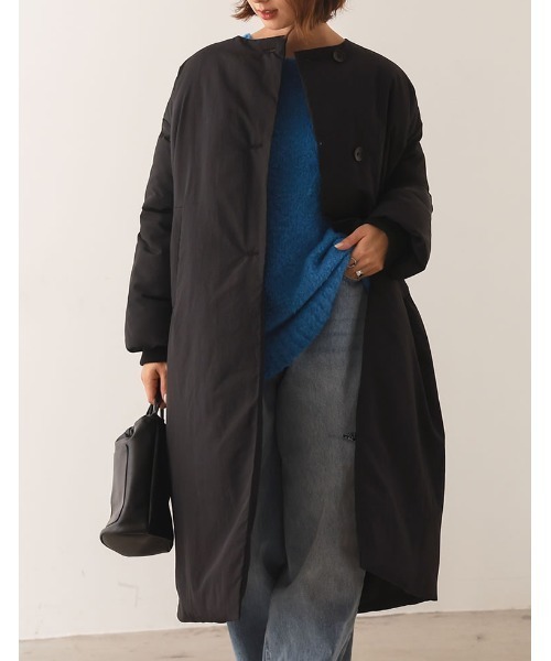 マフラー付きファイバーダウンロングコート