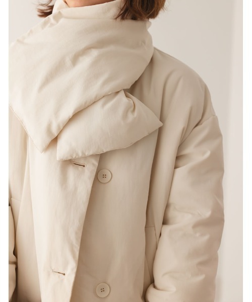 マフラー付きファイバーダウンロングコート