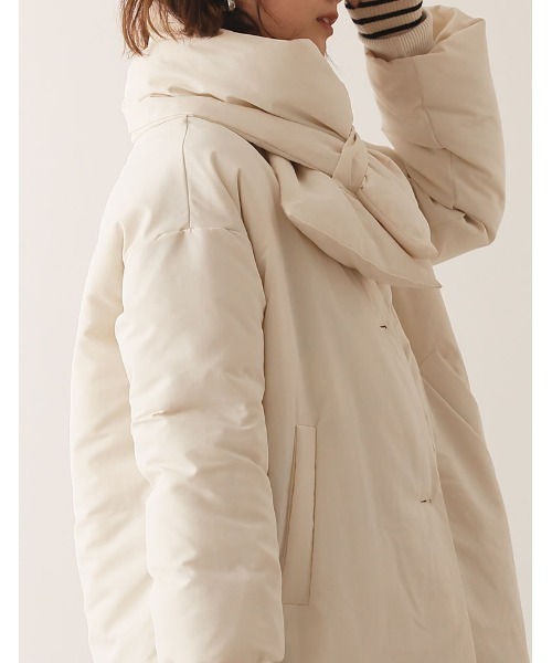 マフラー付きファイバーダウンロングコート