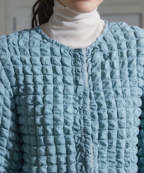 miclat（ミクラ）の「大きいサイズ　ポコポコカットソーカーディガン　miclat（カーディガン/ボレロ・レディース・ミント/ブラック・5L/L/LL/3L/4L）」の4枚目の写真