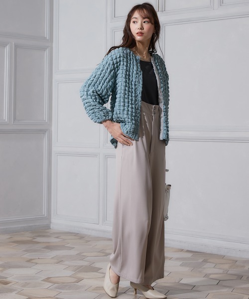 miclat（ミクラ）の「大きいサイズ　ポコポコカットソーカーディガン　miclat（カーディガン/ボレロ・レディース・ミント/ブラック・5L/L/LL/3L/4L）」の14枚目の写真