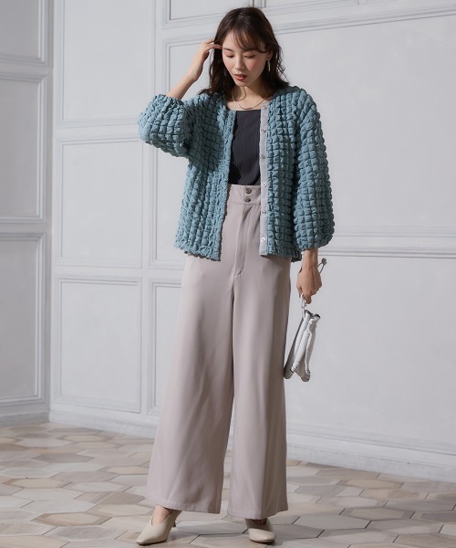 miclat（ミクラ）の「大きいサイズ　ポコポコカットソーカーディガン　miclat（カーディガン/ボレロ・レディース・ミント/ブラック・5L/L/LL/3L/4L）」の15枚目の写真