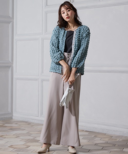 miclat（ミクラ）の「大きいサイズ　ポコポコカットソーカーディガン　miclat（カーディガン/ボレロ・レディース・ミント/ブラック・5L/L/LL/3L/4L）」の16枚目の写真