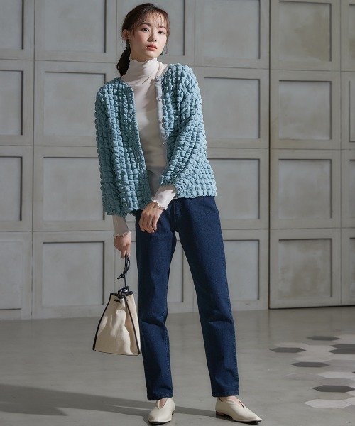 miclat（ミクラ）の「大きいサイズ　ポコポコカットソーカーディガン　miclat（カーディガン/ボレロ・レディース・ミント/ブラック・5L/L/LL/3L/4L）」の18枚目の写真