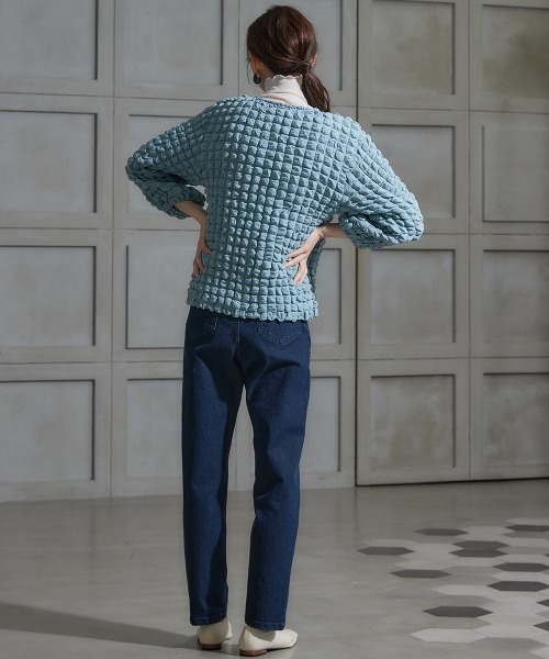 miclat（ミクラ）の「大きいサイズ　ポコポコカットソーカーディガン　miclat（カーディガン/ボレロ・レディース・ミント/ブラック・5L/L/LL/3L/4L）」の13枚目の写真