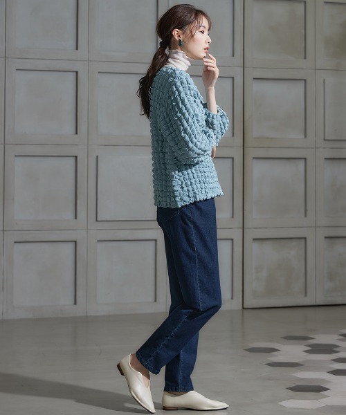 miclat（ミクラ）の「大きいサイズ　ポコポコカットソーカーディガン　miclat（カーディガン/ボレロ・レディース・ミント/ブラック・5L/L/LL/3L/4L）」の12枚目の写真