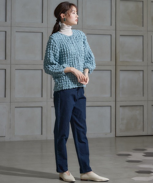 miclat（ミクラ）の「大きいサイズ　ポコポコカットソーカーディガン　miclat（カーディガン/ボレロ・レディース・ミント/ブラック・5L/L/LL/3L/4L）」の19枚目の写真