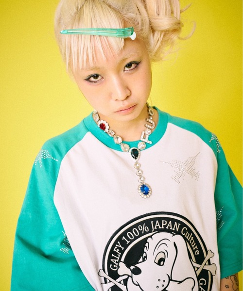 GALFY ガルフィー　注射器ラグランTシャツ 半袖 GALFY (ガルフィー)ピカピカ注射器ラグラン Tee BLACK / ロック