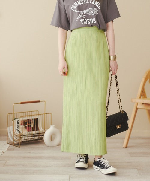 ANGIE(アンジー)の「楊柳ストレートスカート(スカート・レディース・ブルー/アイボリー/スミクロ/ブラウン/ライム・FREE)」の5枚目の写真