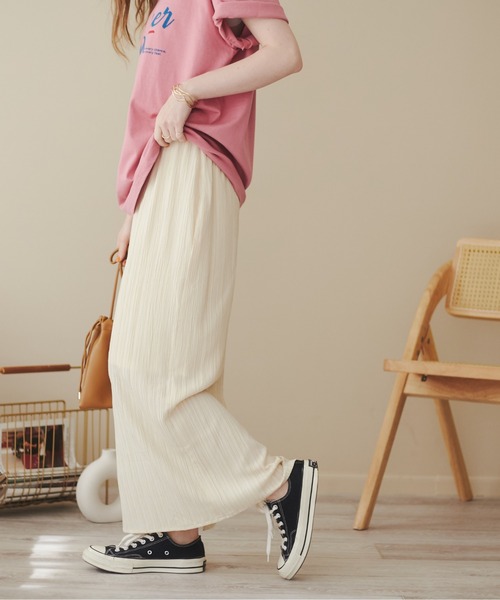 ANGIE(アンジー)の「楊柳ストレートスカート(スカート・レディース・ブルー/アイボリー/スミクロ/ブラウン/ライム・FREE)」の3枚目の写真